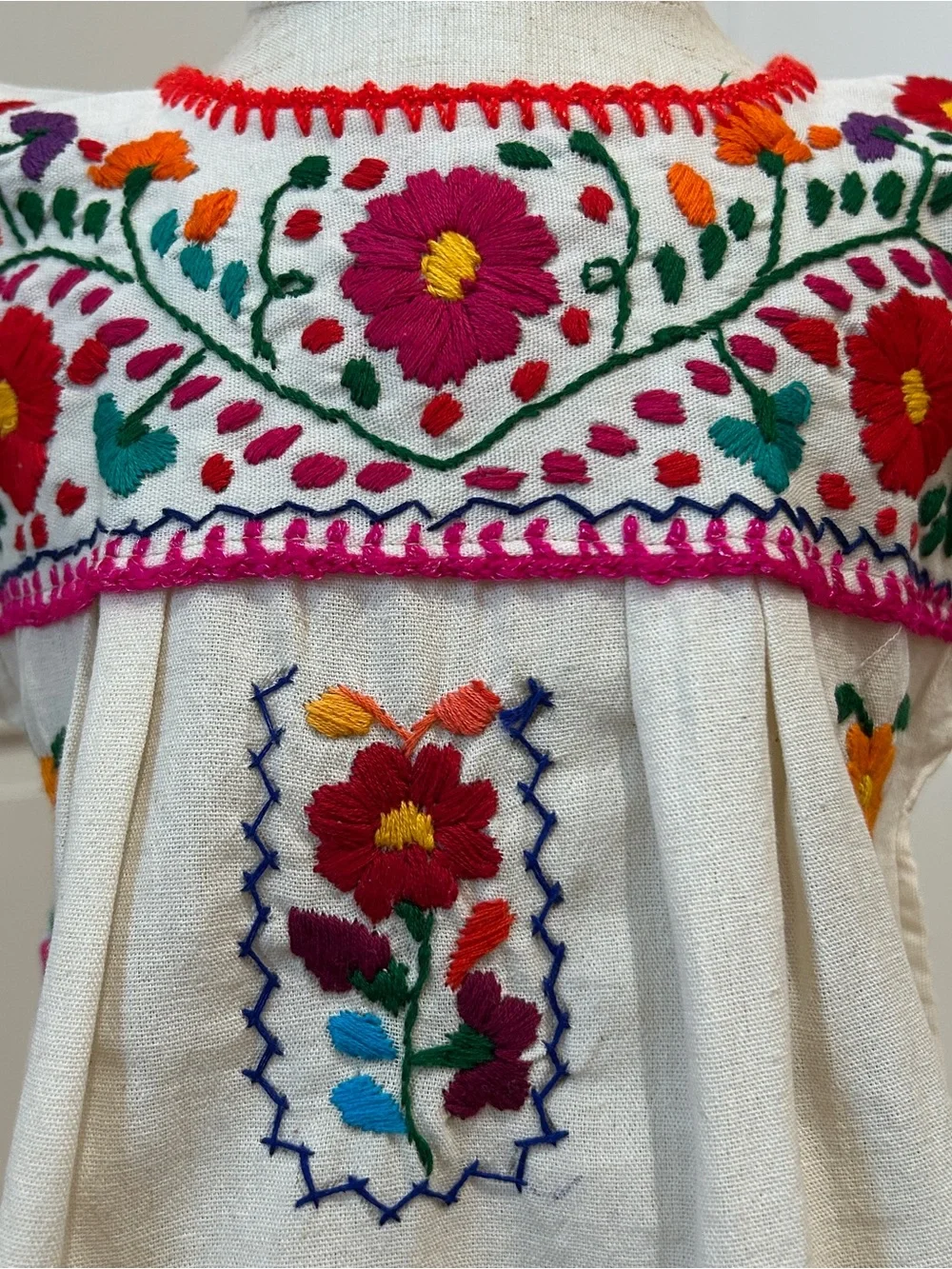 Tehuacan Girls Mexican Dress hand embroidery.